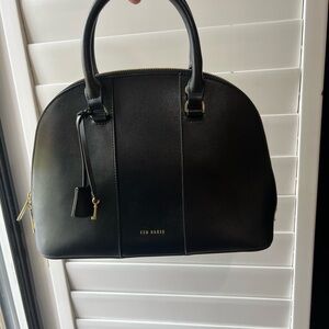 Ted Baker Black Satchel Bag Bowling Bag with Gold Accents